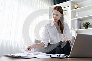 Stressed young woman has financial problems credit card debt to pay utmost