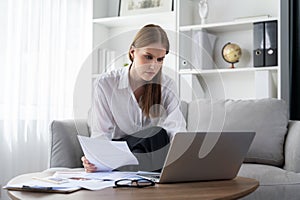 Stressed young woman has financial problems credit card debt to pay utmost