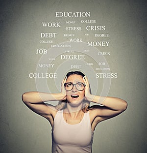 Stressed young woman shouting