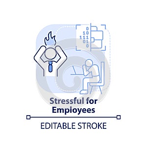 Stressful for employees light blue concept icon