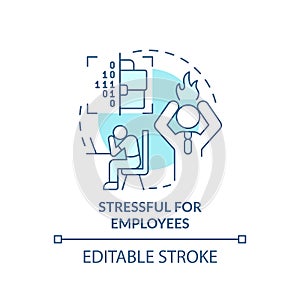 Stressful for employees turquoise concept icon