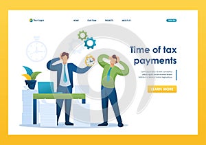 Stressful situation of the office, Time of tax payments. Flat 2D character. Landing page concepts and web design