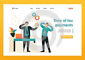 Stressful situation, Time of tax payments. Flat 2D character. Landing page concepts and web design