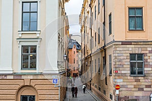 Stret view of the Gamla stan  or Staden mellan broarna, the old town of Stockholm, Sweden