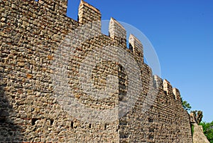 Stretch of ancient city walls in Monselice town in the province of Padua in the Veneto (Italy)