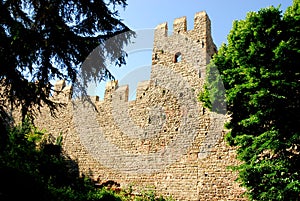 Stretch of ancient city walls in Monselice town in the province of Padua in the Veneto (Italy)