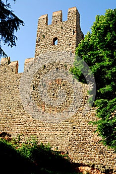 Stretch of ancient city walls in Monselice town in the province of Padua in the Veneto (Italy)