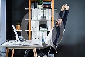 Stretch Exercise At Office Stretches While Sitting