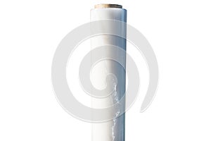 Stretch film wound on rolls, isolated on a white background with a clipping path.