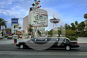 Stretch limousine in front of casino in Las Vegas