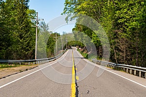 A stretch of a two laned State Route 62 in Tionesta, Pennsylvania, USA