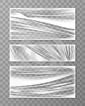 Stretched cellophane banner crumpl folded texture