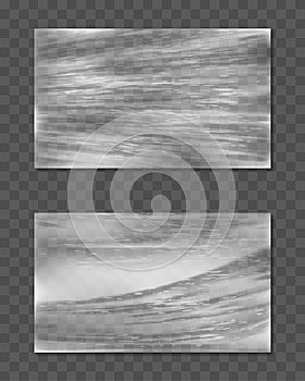 Stretched cellophane banner crumpl folded texture