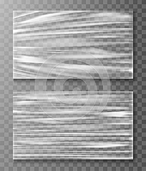 Stretched cellophane banner crumpl folded texture