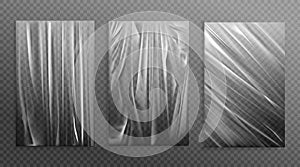 Stretched cellophane banner crumpl folded texture
