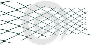 Stretched and flattened metal netting on white background photo