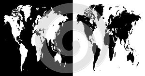 Stretched vector world map illustration isolated over white and