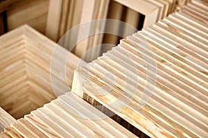 Stretcher bars, stack of wooden frames