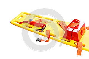 Stretcher for emergency paramedic service EMS medical equipment and clipping path on a white background