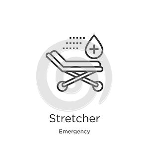 stretcher icon vector from emergency collection. Thin line stretcher outline icon vector illustration. Outline, thin line