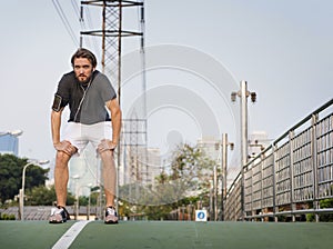 Stretching Athletic Sport Worming Healthy Concept photo