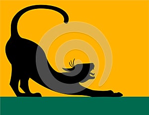 Stretching Cat Silhouette/eps