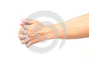 Stretching exercises finger and hand on white background