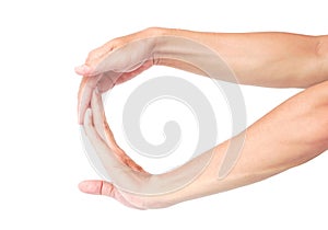 Stretching exercises finger ion white background, health care co