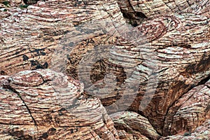 Striated rock formations in Red Rock Canyon National Conservation Area, Nevada, USA