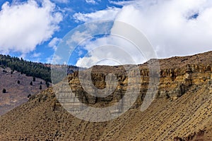 Striations on the cliff side.