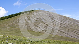 Unique striations in the hillsides of northern Mongolia photo