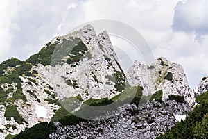 Strichkogel mountain summit between Grosser Donnerkogel and Angerstein in Alps, Gosau, Gmunden district, Upper Austria