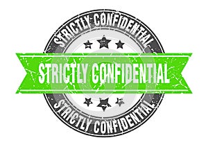 strictly confidential round stamp with ribbon. label sign