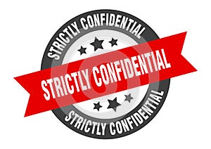 strictly confidential sign. round ribbon sticker. isolated tag