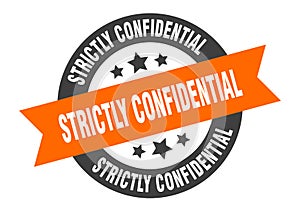 strictly confidential sign. round ribbon sticker. isolated tag