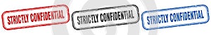 strictly confidential square isolated sign set. strictly confidential stamp.
