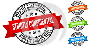 strictly confidential stamp. round band sign set. label