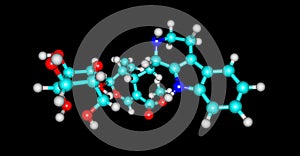 Strictosidine molecular structure isolated on black