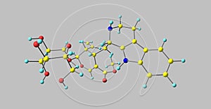 Strictosidine molecular structure isolated on grey