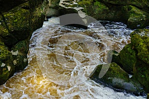 At The Strid Along The River Wharfe in the Yorkshire Dales, the Water is Foaming and Swirling with Lots of Bubbles