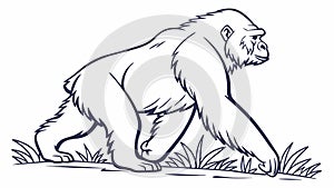 Striding Gorilla Wildlife Animal Illustration, vector design Generative AI photo