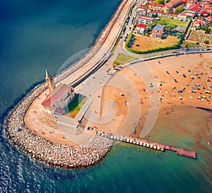 Stright down view of Madonna dell`Angelo church