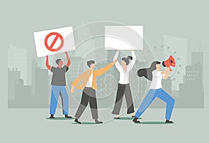 Strike action abstract concept vector illustration. Anti globalism action, labor union movement strike, employees stop photo