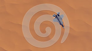 Strike Fighter Jet Aircraft High Altitude Above Sand Dunes Barren Desert