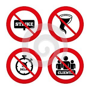 Strike icon. Storm weather and group of people