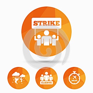 Strike icon. Storm weather and group of people.