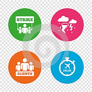 Strike icon. Storm weather and group of people.