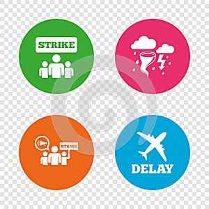 Strike icon. Storm weather and group of people.