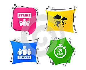 Strike icon. Storm weather and group of people. Vector