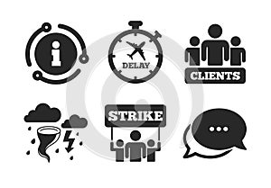 Strike icon. Storm weather and group of people. Vector